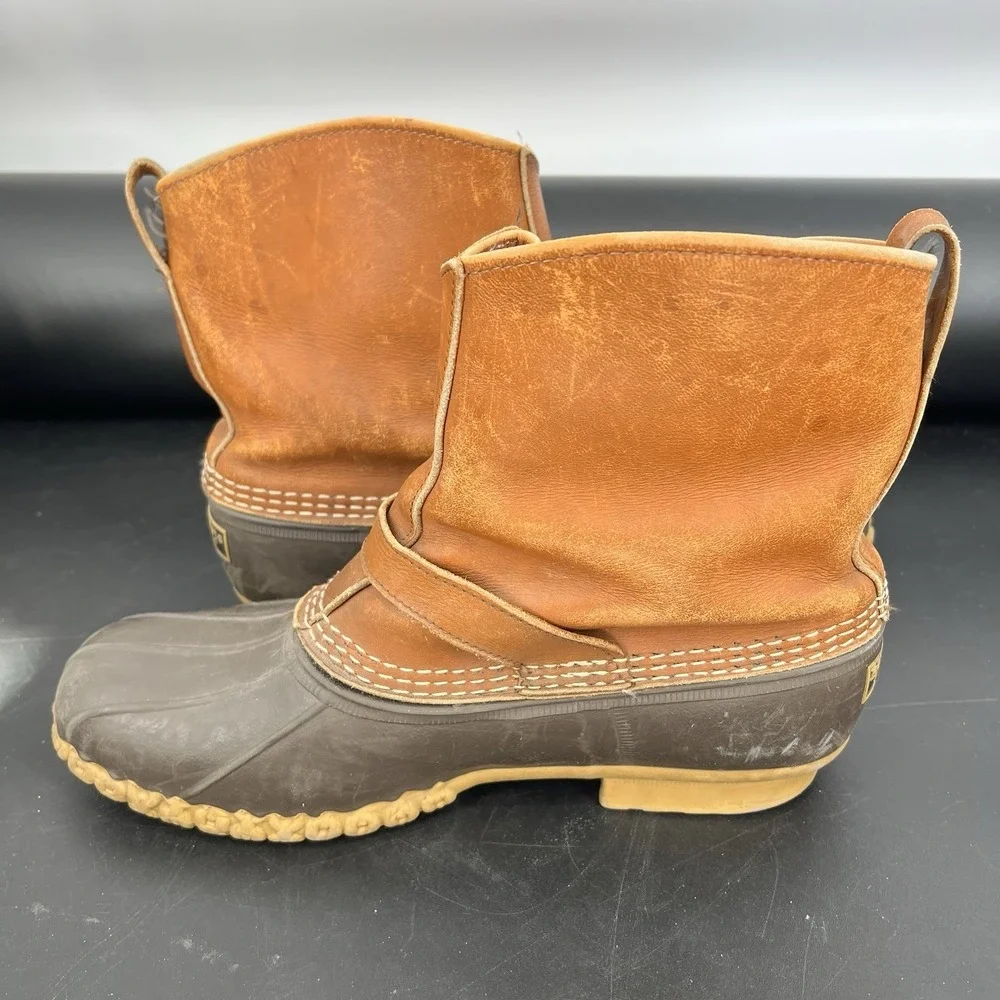 LL Bean Maine‎ Hunting Shoe Vintage Duck Boots Brown Leather Mens 10 Made USA